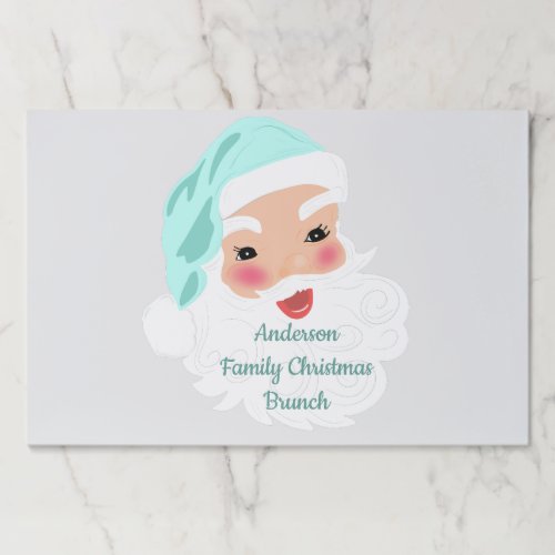 Santa Claus in Mint Hat Christmas Paper Placemat