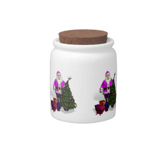 Santa Claus In Pink Dress Candy Jar