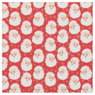 Santa Claus in Pink Hat Vintage Christmas Fabric