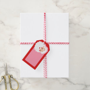 Santa Claus in Pink Hat Vintage Christmas Gift Tags