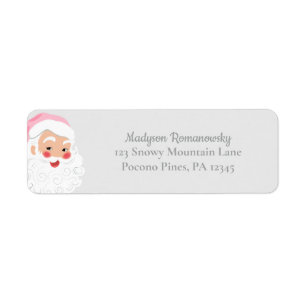 Santa Claus in Pink Hat Vintage Christmas Label