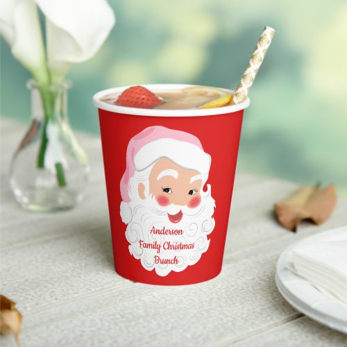 Santa Claus in Pink Hat Vintage Christmas Paper Cups