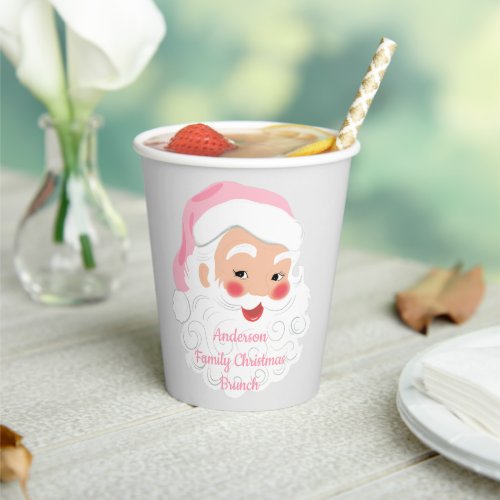 Santa Claus in Pink Hat Vintage Christmas Paper Cups