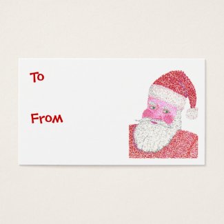Santa Claus in Pointillism Christmas gift tags