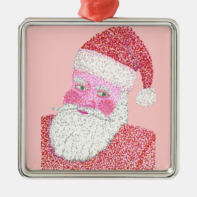 Santa Claus in Pointillism Christmas Ornament (Front)