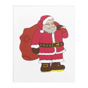 Santa Claus in red with gift bag and eyeglasses Acrylic Print