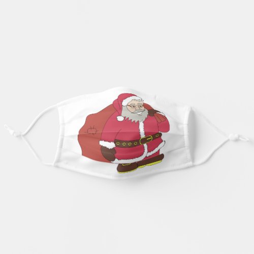 Santa Claus in red with gift bag and eyeglasses  Adult Cloth Face Mask