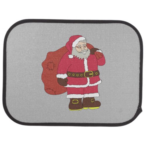 Santa Claus in red with gift bag and eyeglasses  Car Floor Mat