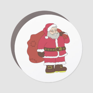 Santa Claus in red with gift bag and eyeglasses  Car Magnet