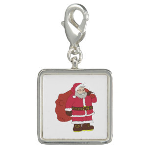 Santa Claus in red with gift bag and eyeglasses Charm