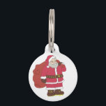 Santa Claus in red with gift bag and eyeglasses  Pet ID Tag<br><div class="desc">Christmas character Santa Claus in red with gift bag and eyeglasses on transparent background</div>