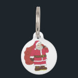 Santa Claus in red with gift bag and eyeglasses  Pet ID Tag<br><div class="desc">Christmas character Santa Claus in red with gift bag and eyeglasses on transparent background</div>