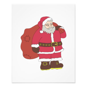 Santa Claus in red with gift bag and eyeglasses Photo Print
