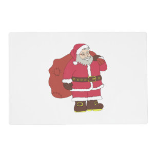 Santa Claus in red with gift bag and eyeglasses  Placemat