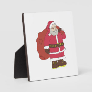 Santa Claus in red with gift bag and eyeglasses Plaque