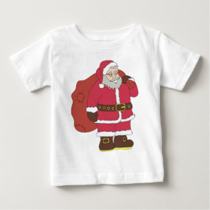 Santa Claus in red with gift bag and eyeglasses T- Baby T-Shirt