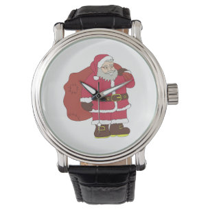 Santa Claus in red with gift bag and eyeglasses  Watch