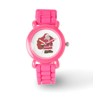 Santa Claus in red with gift bag and eyeglasses  Watch