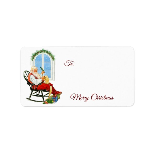 Santa Claus in Rocking Chair Address Label (Front)