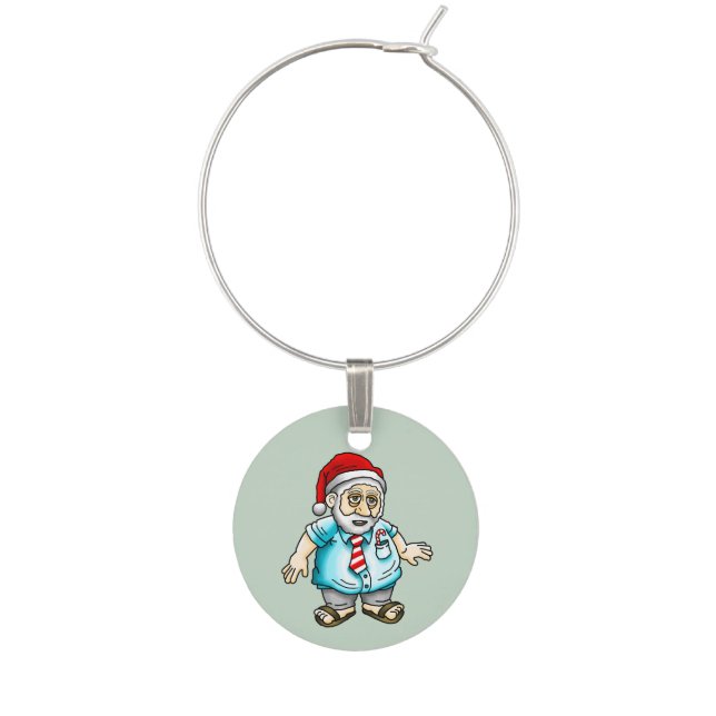 Santa Claus in Sandals Wine Charm (Front)