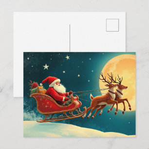 Santa Claus in Sleigh Postcard