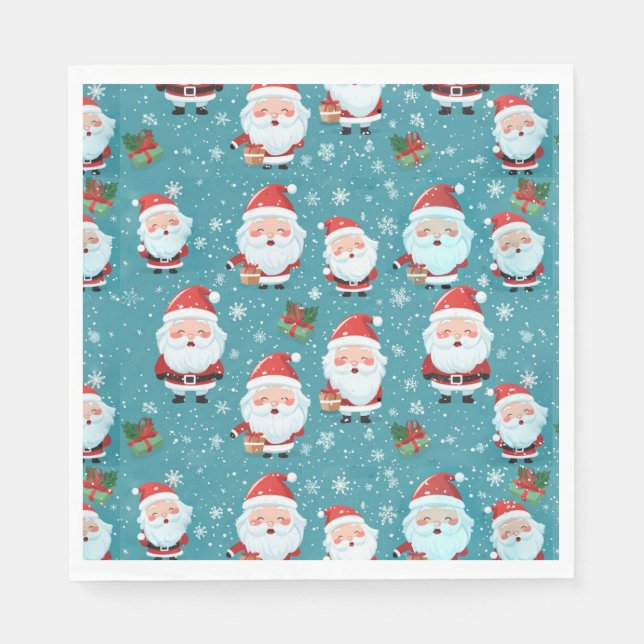 Santa Claus In Snowflakes Napkins (Front)