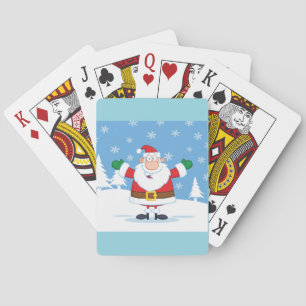 Santa Claus in Snowy Winter Scene Poker Cards