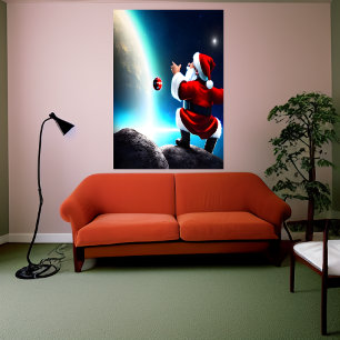 Santa Claus in Space AI Art Poster