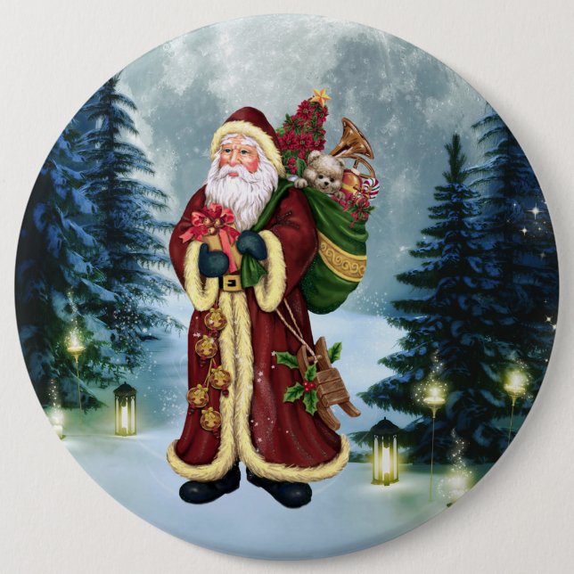 Santa Claus In The Forest Button (Front)