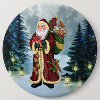 Santa Claus In The Forest Button