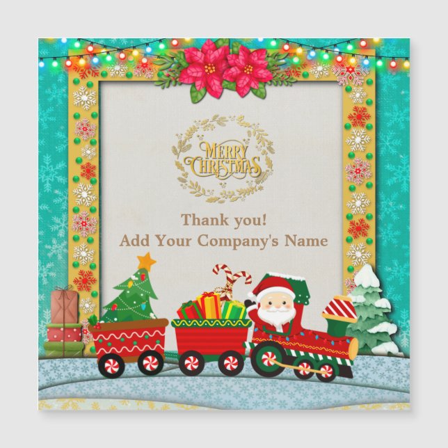 Santa Claus in Train with Gifts and Christmas Tree (Front)