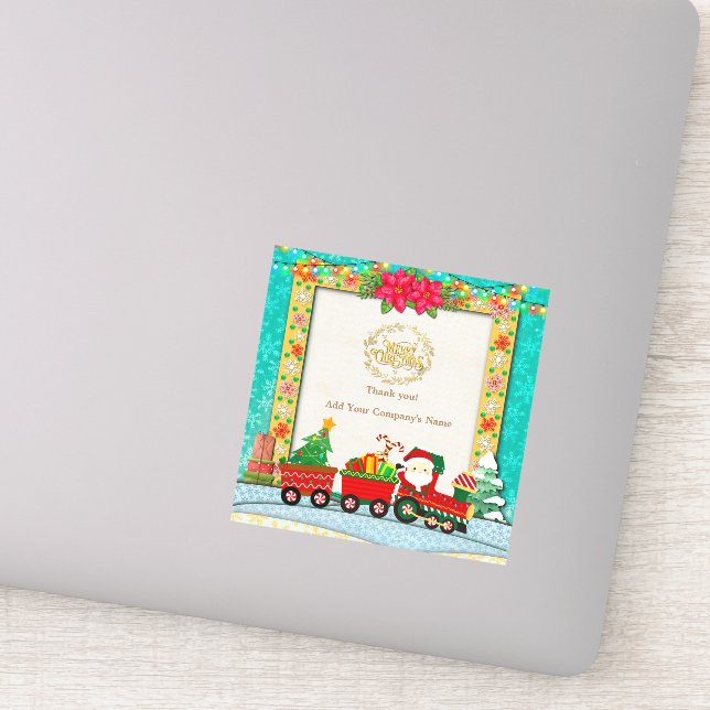 Santa Claus in Train with Gifts and Christmas Tree Sticker (Detail)