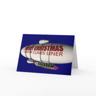Santa Claus In Zeppelin Holiday Card