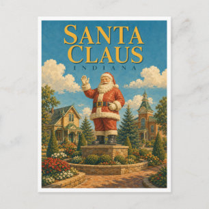 Santa Claus Indiana Santa Statue GeoSaga Postcard