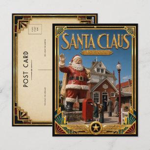 Santa Claus Indiana Vintage Art Deco Golden Age Postcard