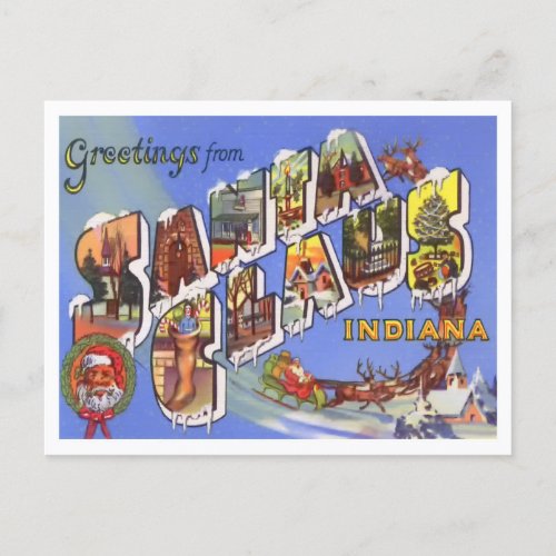 Santa Claus Indiana Vintage Big Letters Postcard