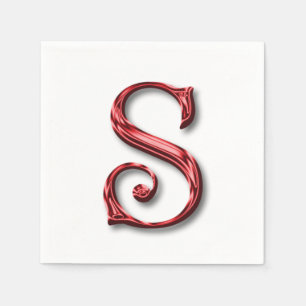 Santa Claus Initial Monogram Christmas Holiday Napkins