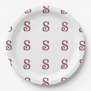 Santa Claus Initial Monogram Christmas Pattern Paper Plates
