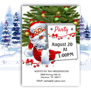 Santa Claus Inviting All To Christmas Party  Invit Invitation