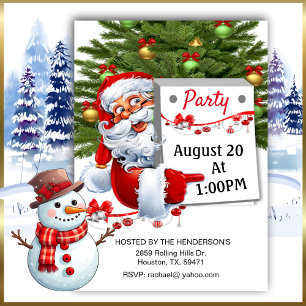 Santa Claus Inviting All To Christmas Party  Invit Invitation