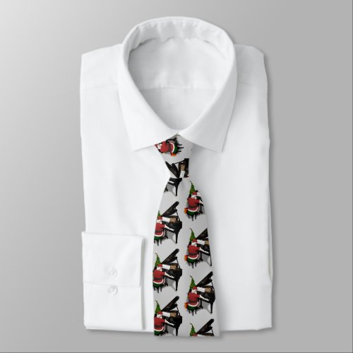 Santa Claus Is A Great Piano Player Tie