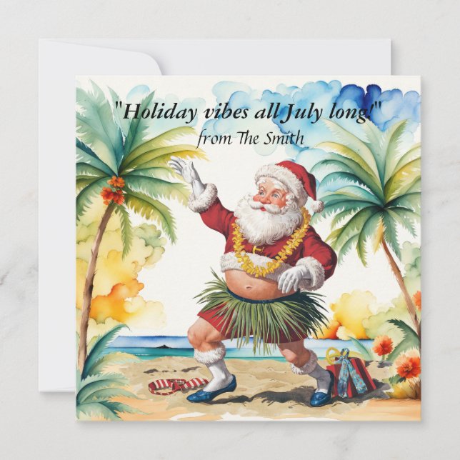 Santa Claus is at the beach for Christmas in July  Card (Front)