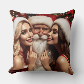 Santa Claus is celebrating Christmas.. twice! Throw Pillow