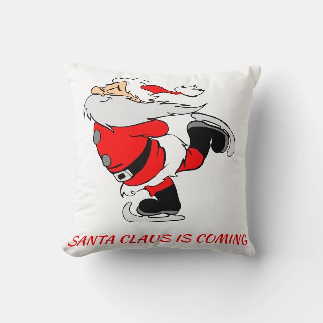 SANTA CLAUS IS COMING Personalized Throw Pillow (Front)