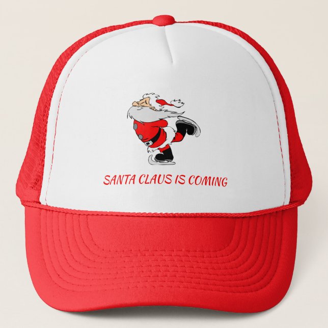 SANTA CLAUS IS COMING Personalized Trucker Hat (Front)