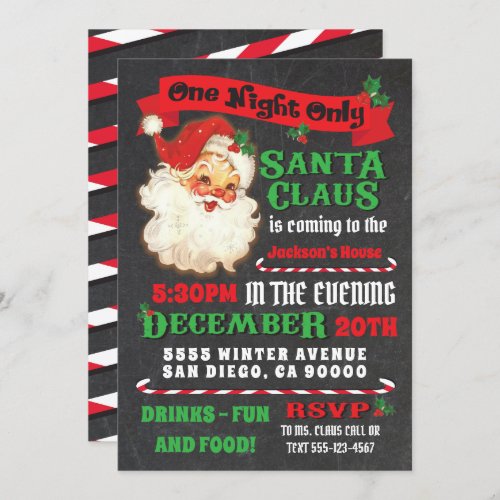 Santa Claus is coming to town Christmas Party Invitation