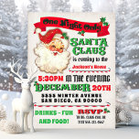Santa Claus is coming to town Christmas Party Invitation<br><div class="desc">Poster inspired "Santa Claus is coming to town" one night only Christmas Party invitation on an antique linen background</div>