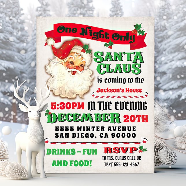 Santa Claus is coming to town Christmas Party Invitation (Creator Uploaded)