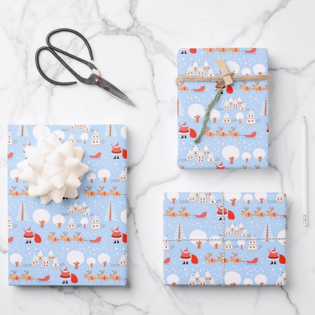 Santa Claus is Coming to Town Christmas Wrapping Paper Sheets (Front)