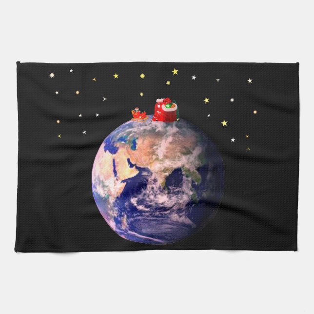 Santa Claus Is Coming To Town Kitchen Towel (Horizontal)